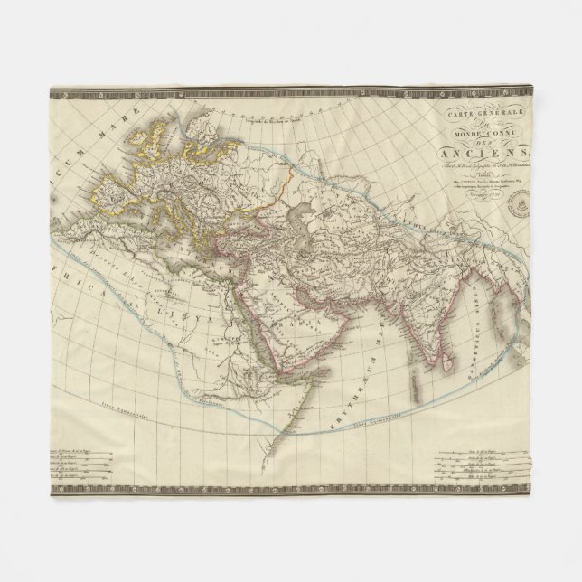 Paris atlas map fleece blanket (Front (Horizontal))