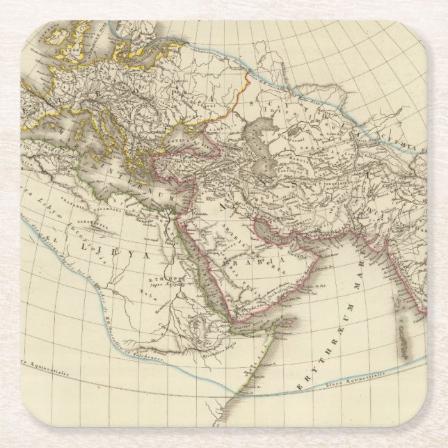 Paris atlas map square paper coaster (Front)