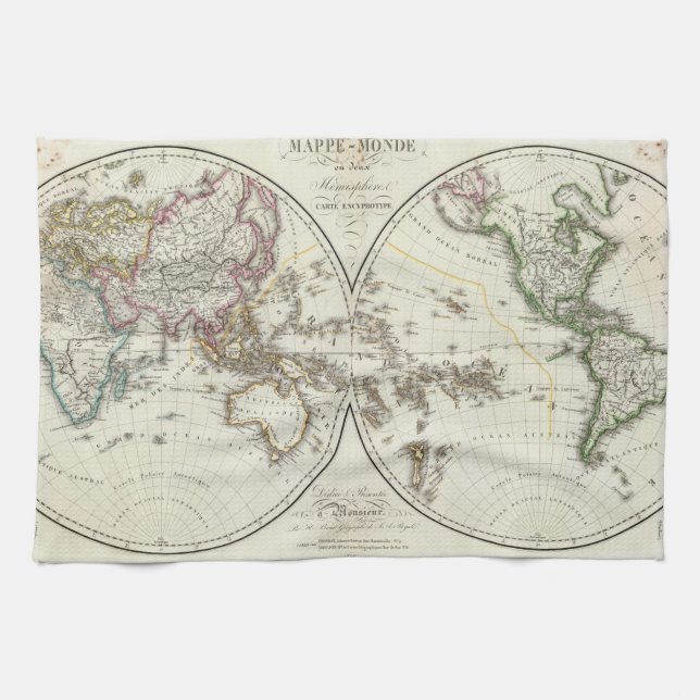 Paris Atlas Map Tea Towel (Horizontal)