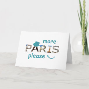 Paris Attractions More Paris Please Blue Glitter Card