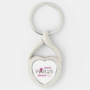 Paris Attractions More Paris Please Pink Glitter Key Ring