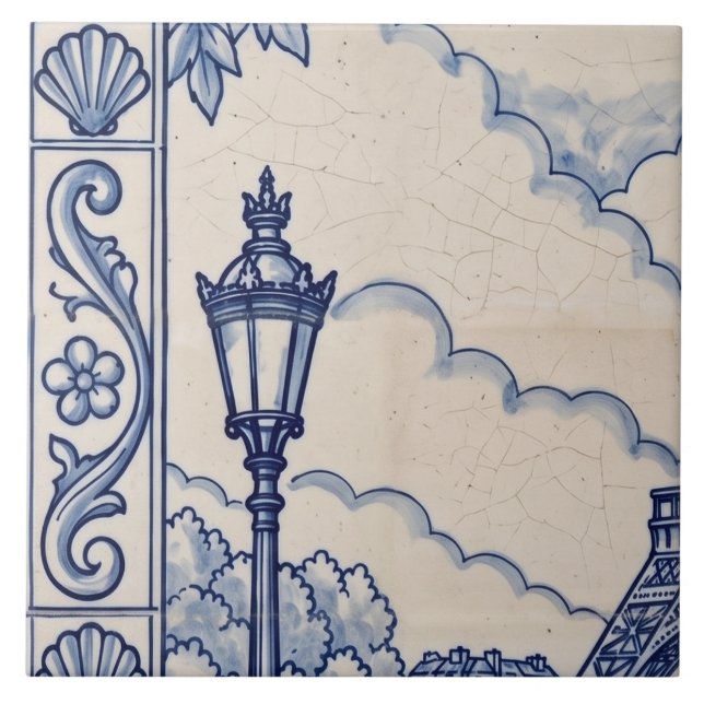 Paris Azulejo Mural Tile 3 of 6 Middle Left (Front)