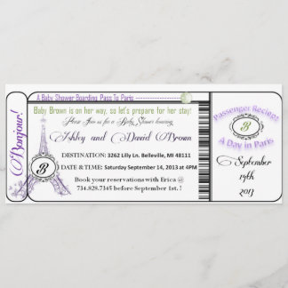 Paris Baby Shower Boarding Pass Invitation
