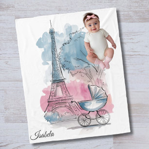Paris Baby Shower Eiffel Tower Gender Neutral Fleece Blanket