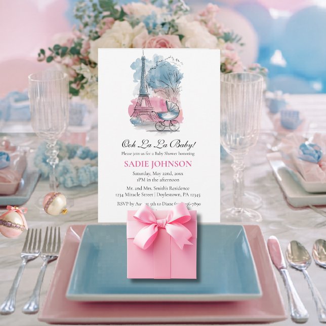 Paris Baby Shower Eiffel Tower Gender Neutral  Invitation (Creator Uploaded)