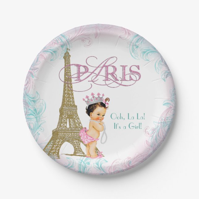 Paris Baby Shower Paper Plate (Front)
