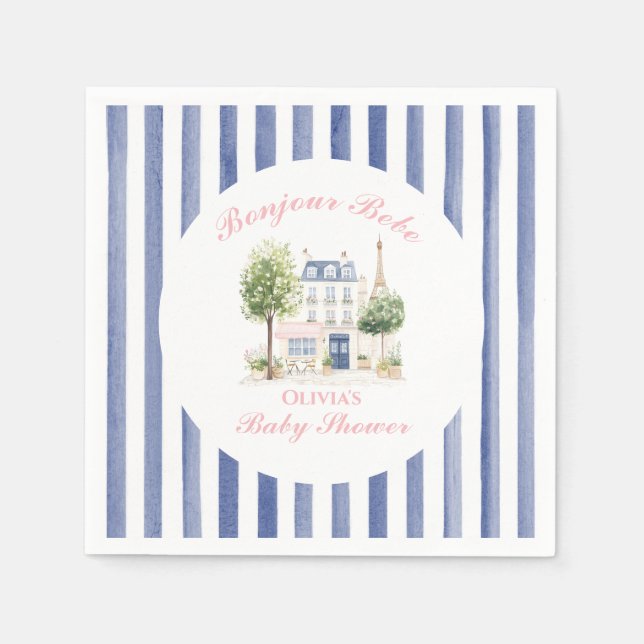 Paris Baby Shower Parisian Cafe Tea Party Napkin (Front)
