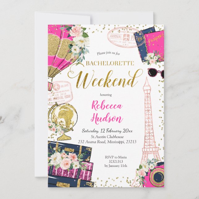 Paris Bachelorette Weekend France Invitation (Front)