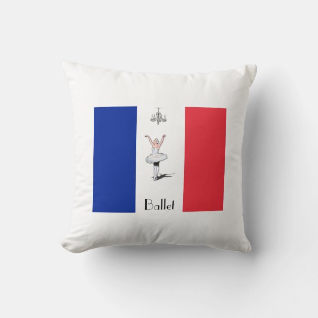 Paris Ballet French Flag Themed Throw Pillow (Front)