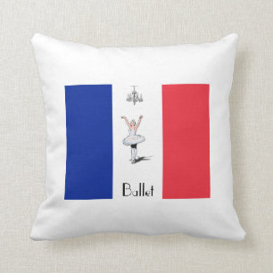 Paris Ballet French Flag Themed Throw Pillow