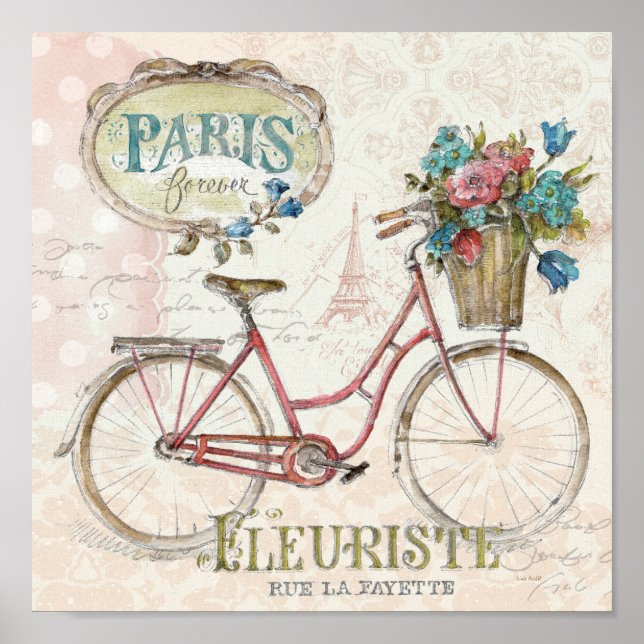 Paris Bike With Flowers In Front Poster (Front)