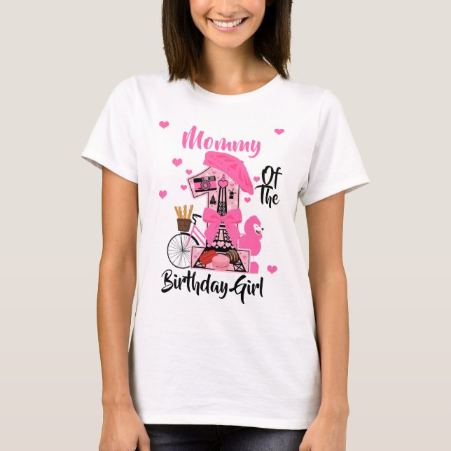 Paris Birthday Girl Mummy | Eiffel Tower T-Shirt (Front)