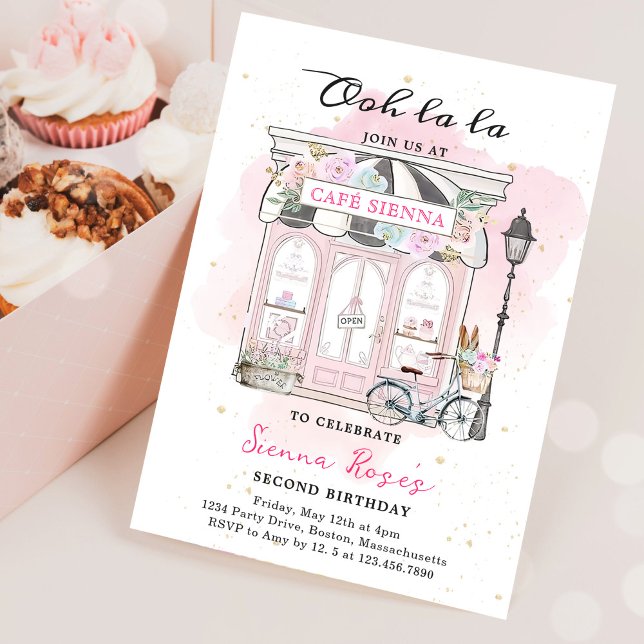 Paris Birthday Parisian Cafe Tea Party Birthday Invitation (Creator Uploaded)