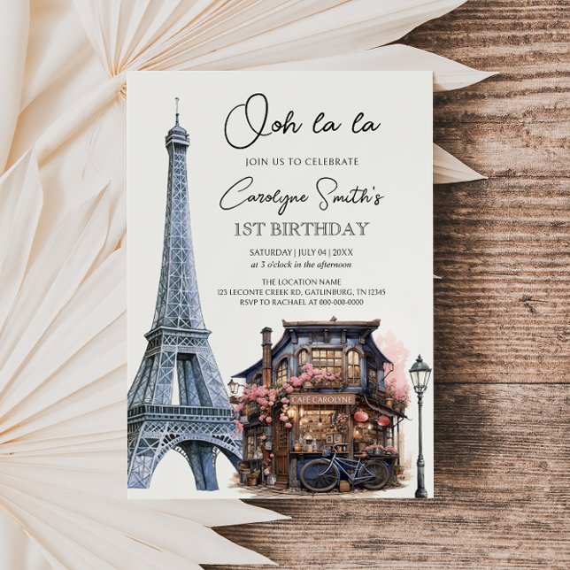 Paris Birthday Parisian Cafe Tea Party Birthday Invitation (Creator Uploaded)