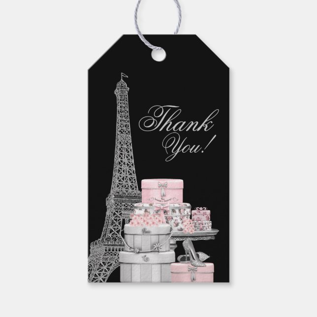 Paris Birthday Party Favour Gift Tags (Front)