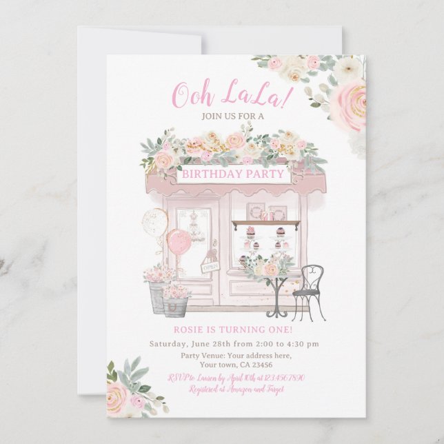 Paris Birthday Party  Invitation (Front)