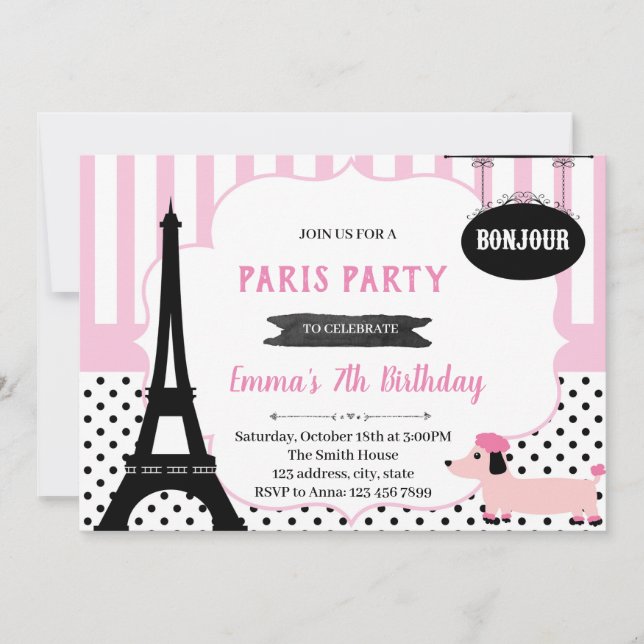 Paris birthday shower Invitation (Front)
