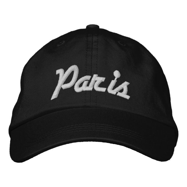Paris Black and White Embroidered Hat (Front)