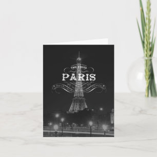 Paris Black and White Travel Notecard Eiffel Tower