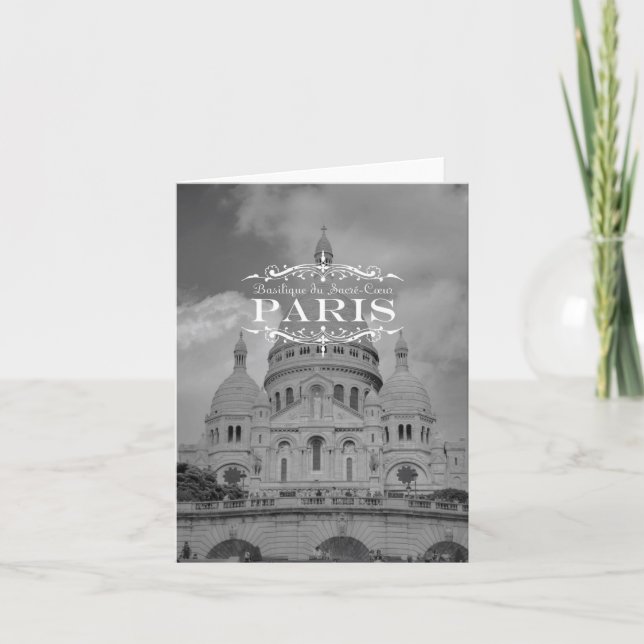 Paris Black and White Travel Notecard Sacre Coeur (Front)