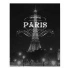 Paris Black and White Travel Poster Eiffel Tower