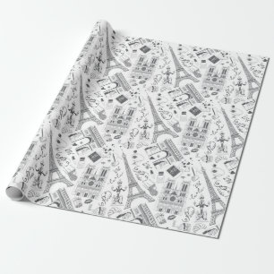 Paris Black and White Wrapping Paper