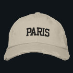 PARIS Black Embroidery Vintage Style Embroidered Hat<br><div class="desc">PARIS Black Embroidered vintage style distressed beige cotton hat. Makes a wonderful gift for anybody who loves Paris France! If you would prefer to have your personal text then simply select "Personalise this template" details button to enter your choice of custom text. Embroidery is also customisable to other colour choices...</div>