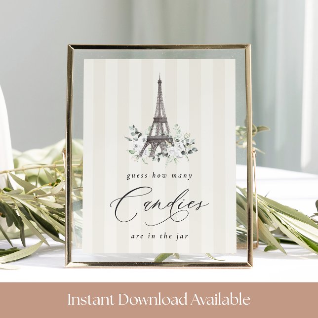 Paris Bloom Bridal Shower Candy Guessing Game Sign (Creator Uploaded)