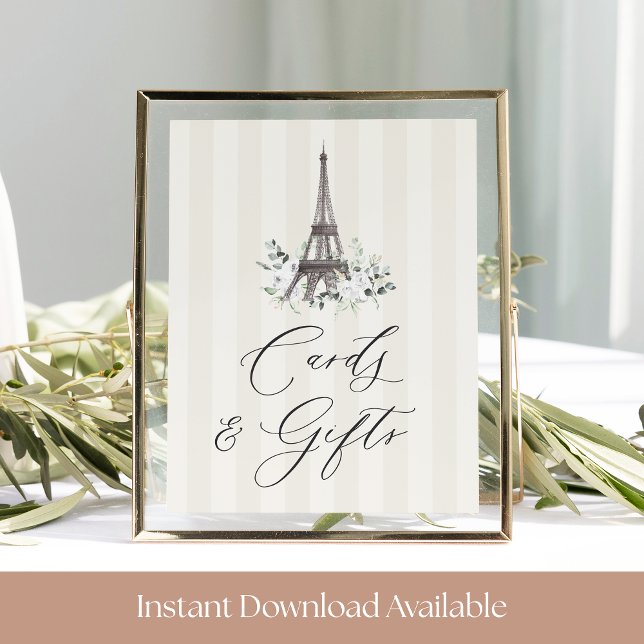 Paris Bloom Bridal Shower Cards & Gifts Sign (Creator Uploaded)