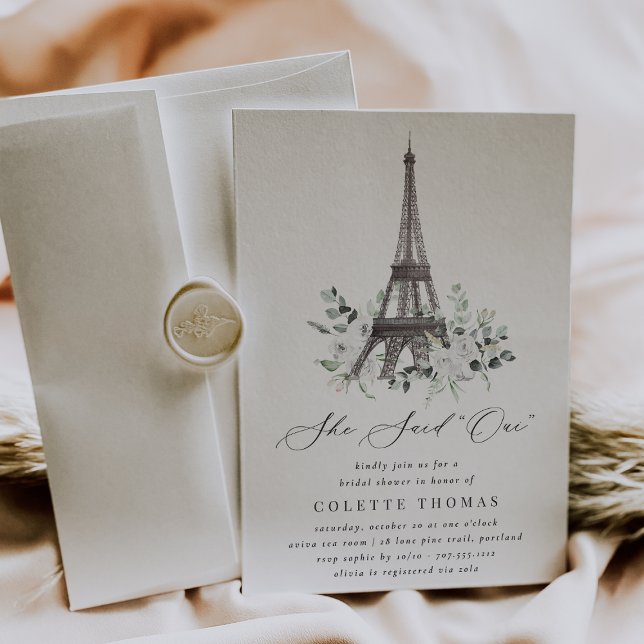 Paris Bloom | Floral Eiffel Tower Bridal Shower Invitation (Creator Uploaded)