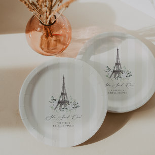 Paris Bloom Floral Eiffel Tower Bridal Shower Paper Plate