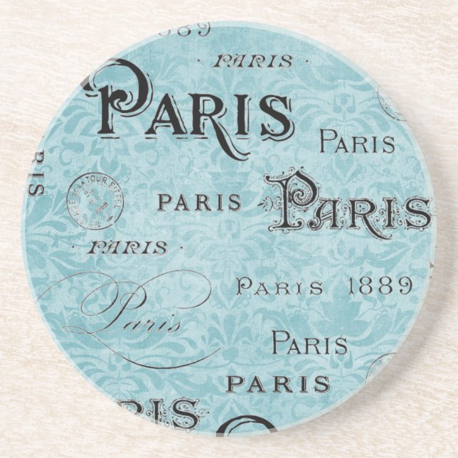 Paris | Blue Damask Coaster (Front)