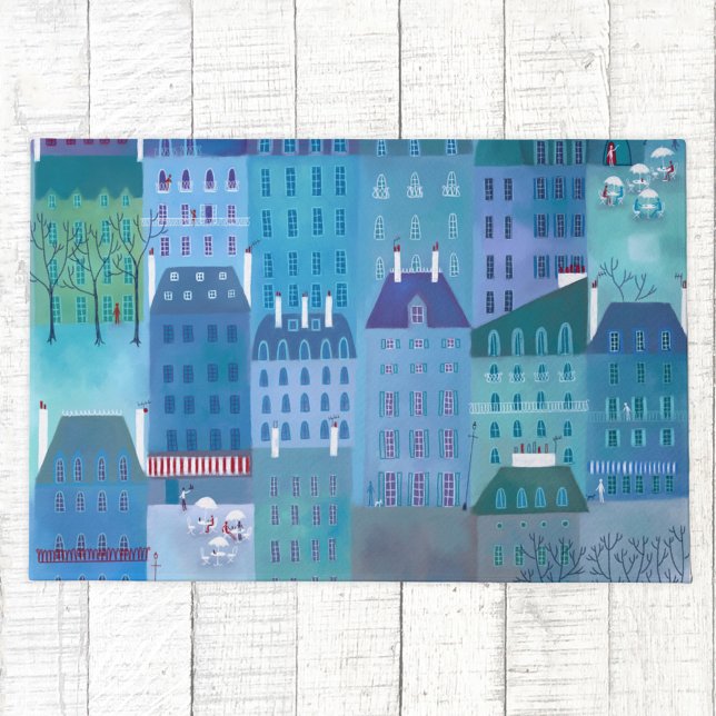 Paris Blue Doormat (Paris blues painting art doormat)