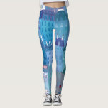 Paris Blue Leggings<br><div class="desc">Modern contemporary painting of Paris,  France in spring in shades of blue and purple.  Original art by Nic Squirrell.</div>