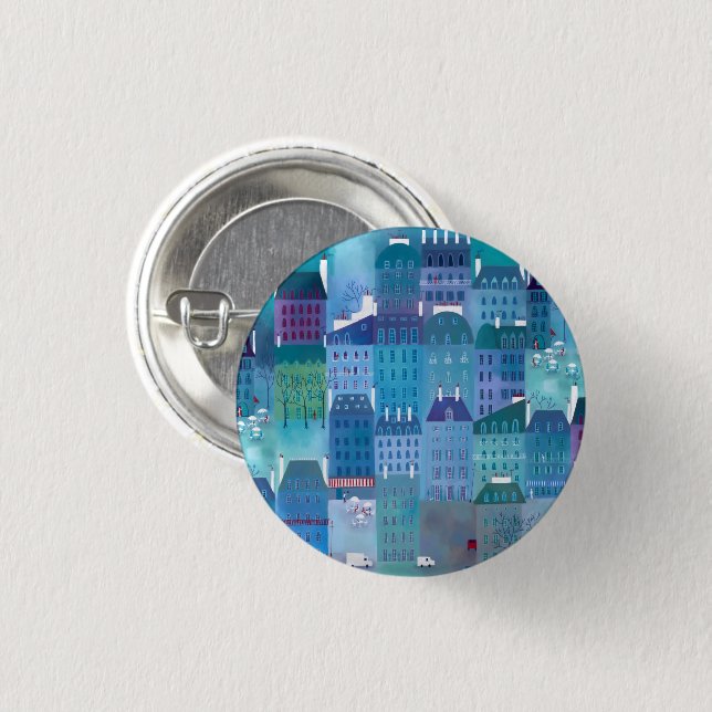 Paris Blues 3 Cm Round Badge (Front & Back)