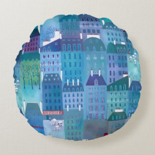 Paris Blues Round Cushion
