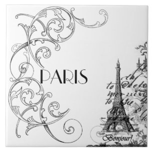 Paris Bonjour Collage Tile Trivet
