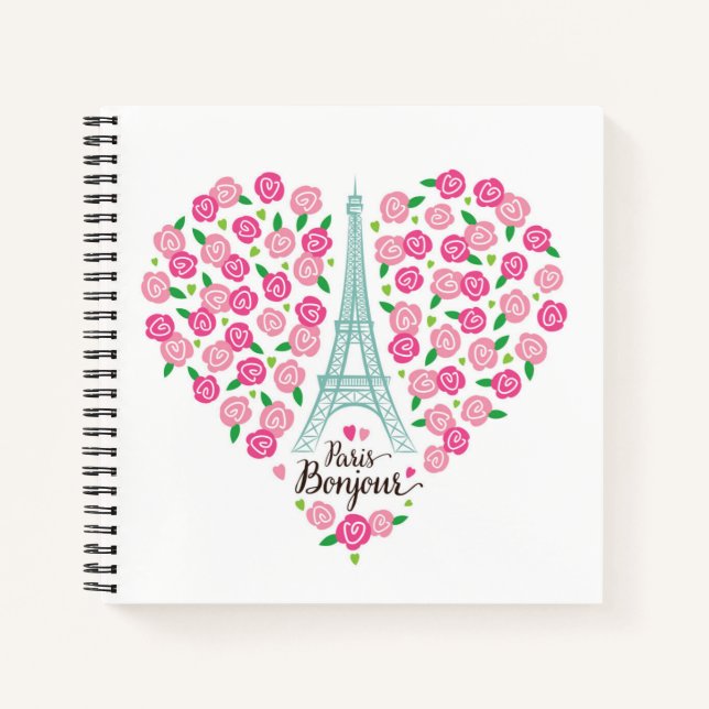 Paris Bonjour | Floral Heart Notebook (Front)