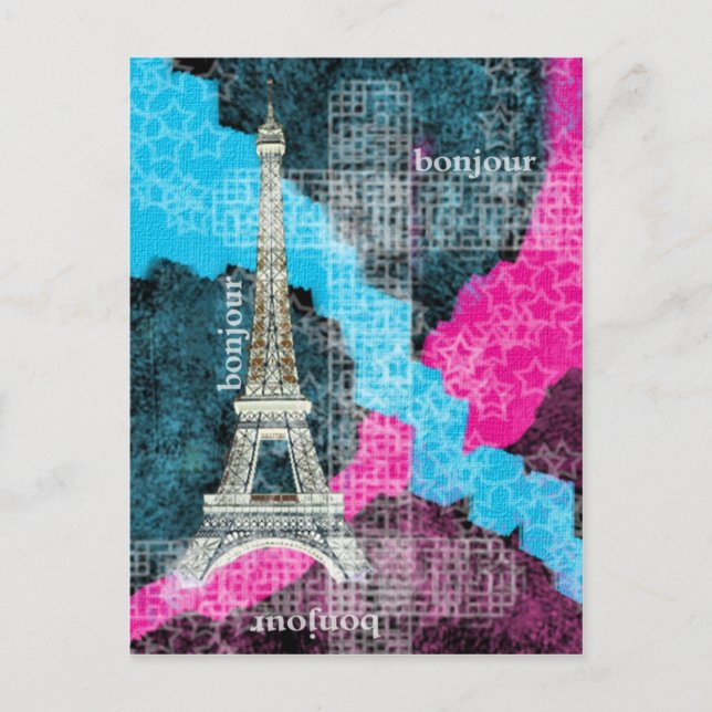 Paris Bonjour Postcard (Front)