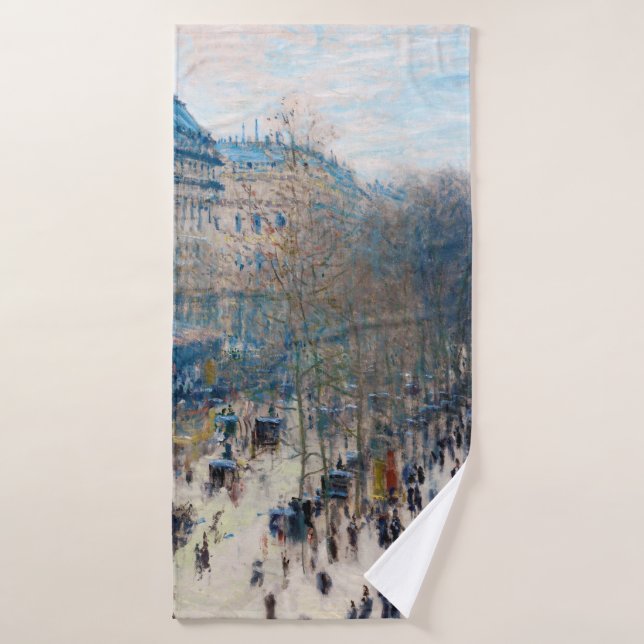 Paris Boulevard, Claude Monet Bath Towel (Bath Towel)