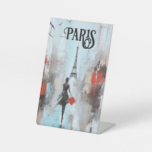 Paris Bound Woman in Black Pedestal Sign