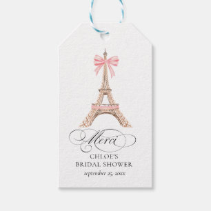 Paris Bow Eiffel Tower Merci BRIDAL SHOWER Gift Tags