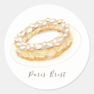 Paris-Brest watercolor Classic Round Sticker