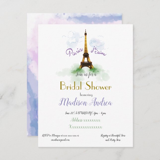 Paris Bridal Shower Invitation (Front/Back)