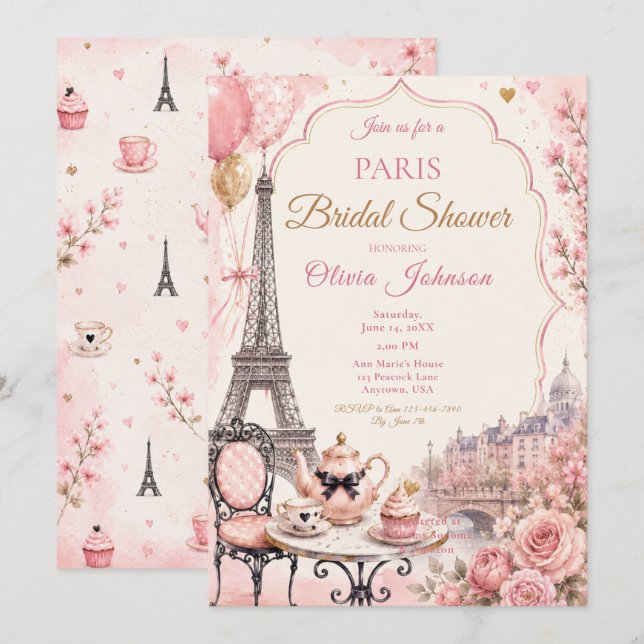 Paris Bridal Shower Invitation (Front/Back)