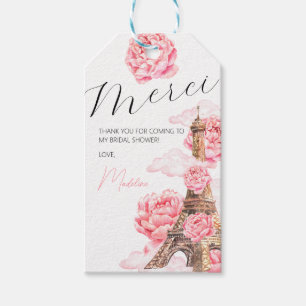 Paris Bridal Shower Merci Thank You Gift Tags
