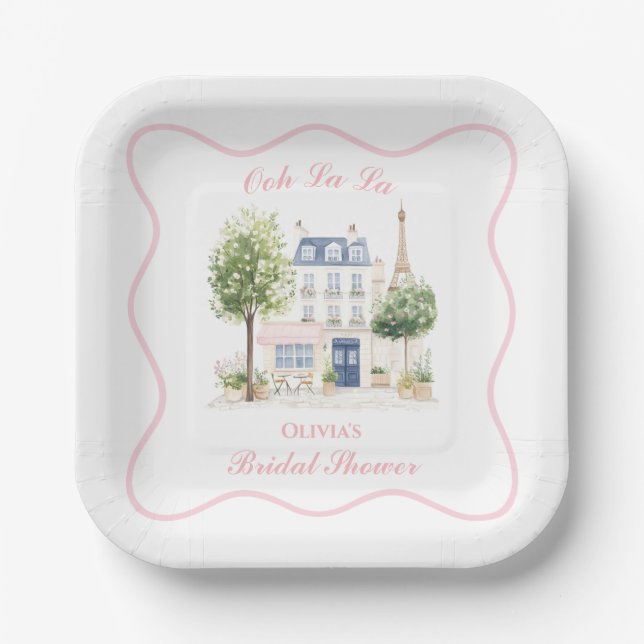 Paris Bridal Shower Parisian Cafe Paper Plate (Front)
