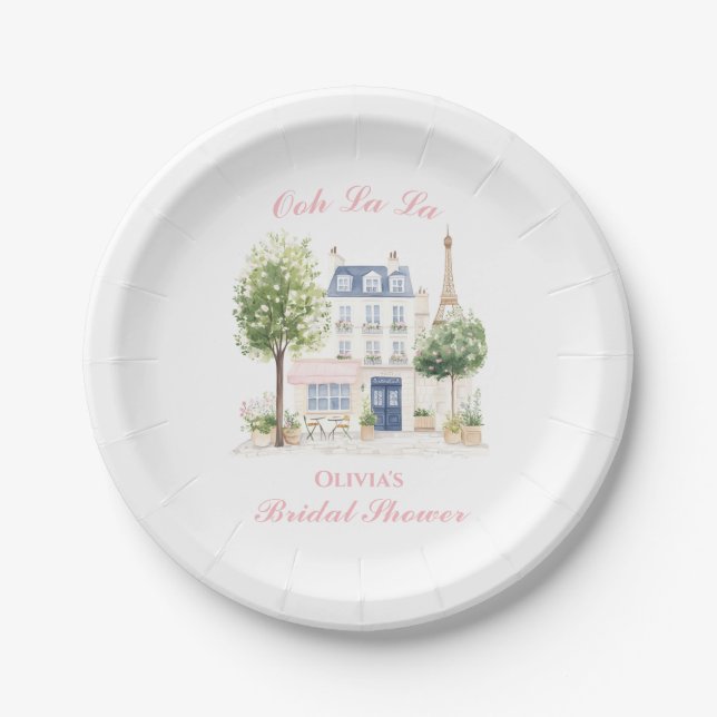 Paris Bridal Shower Parisian Cafe Paper Plate (Front)