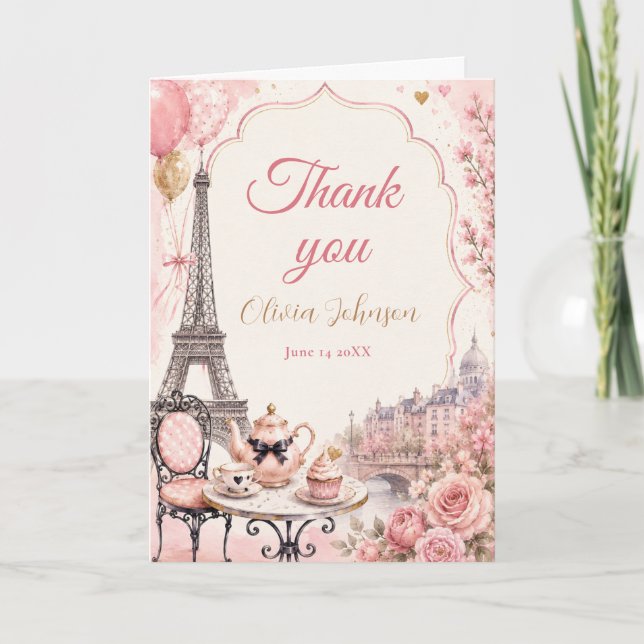 Paris Bridal Shower Thank You Card (Front)