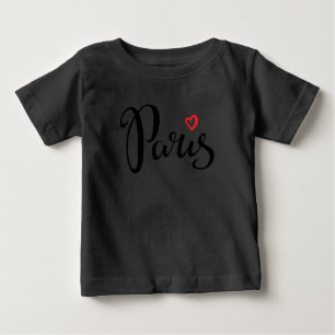 Paris Brush Lettering With Heart Baby T-Shirt